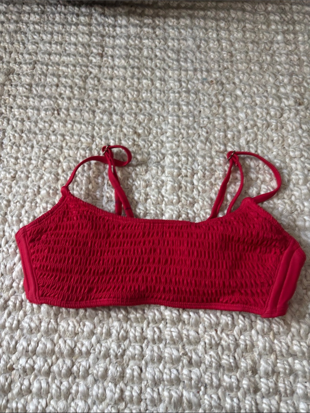 Red Smocked bathing suit top